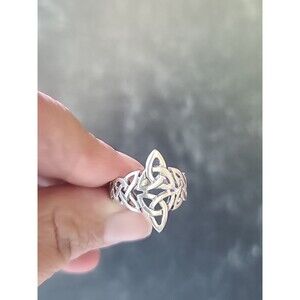 925 Sterling Silver Celtic Trinity Knot Statement Ring, SIZE US 8